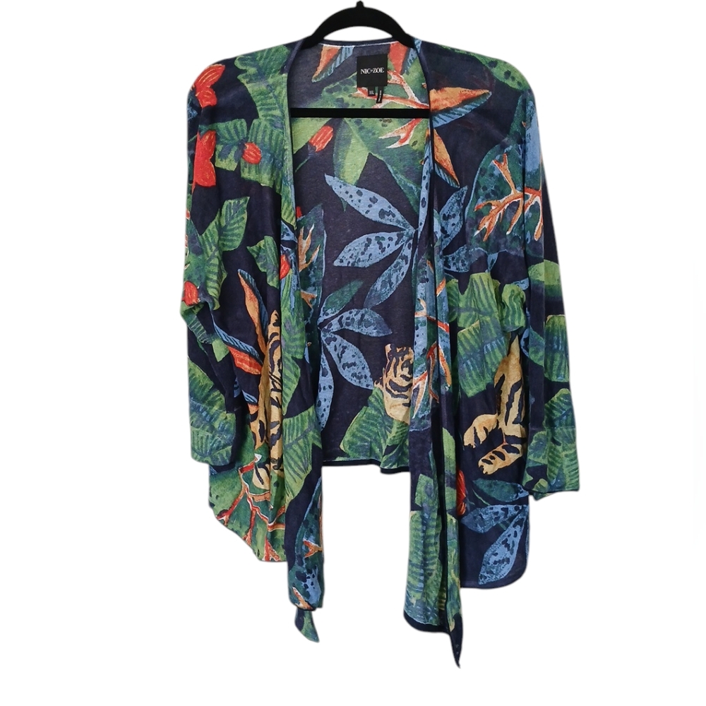 NIC+ZOE Multicolor Navy Floral Cardigan